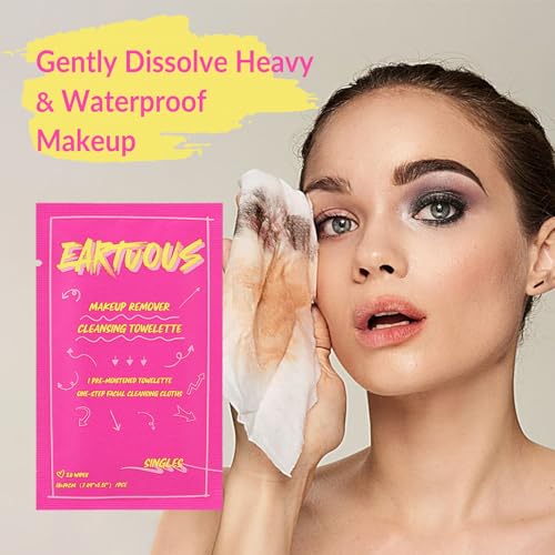 Biodegradable Bamboo Makeup Remover Wipes ? Gentle, Alcohol-Free & Fragrance-Free Formula with Plant Extracts, Individually Wrapped for Sensitive Skin (Pack of 40)