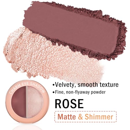Boobeen Double Color Eyeshadow Palette, Matte & Shimmer Metal Eye Shadow Powder, Color Eye Shadow Blendable, Ultra Pigment Long Lasting Eye Makeup Palette