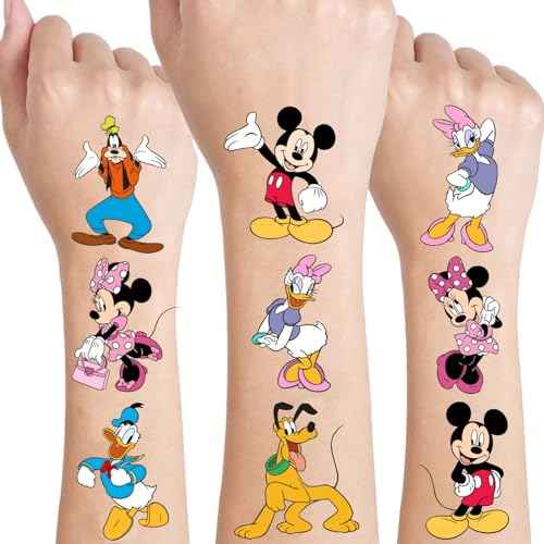 Mouse Birthday Party Supplies, 34Pcs Temporary Tattoos Party Gifts, Removable Tattoo Stickers for Goody Bag Treat Bag Stuff for Mickey Birthday Party Decoration