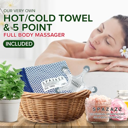 RX Therapy Spa and Hot Tub Aromatherapy Scented Relaxation Bath Salt Crystals - Mind Body and Soul Bundle Gift Set (19 Oz) Includes 5 Point Full Body Massage Tool & Hot Cold Towel (19OZ 3 Pack)
