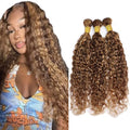 Freiuoke 300g Honey Blonde Water Wave Human Hair Bundles #P427 20 22 24 Inch Highlight Virgin Hair