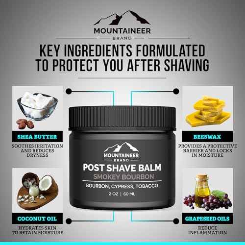 Mountaineer Brand Natural Post Shave Balm with Smokey Bourbon Scent | Soothes, Cools & Refreshes Sensitive Skin After Shaving | Aftershave For Men | Calms Irritation | Made in West Virginia | 2oz