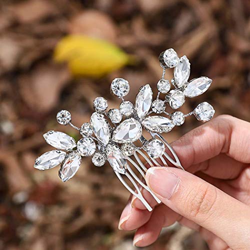 Silver Rhinestone Wedding Hair Comb Bridal Hairpiece
