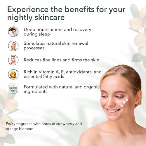 Night Cream with Organic Argan Oil ? Revitalizing & Nourishing, Anti-Aging Face Moisturizer with Vitamin C, Vegan, 97.7% Natural Ingredients, 1.7 Fl Oz - ECOLATIER