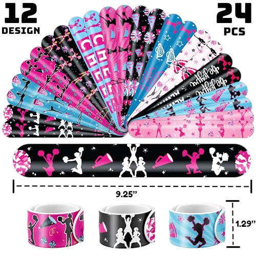 72PCS Cheerleading Party Set 48PCS Pre-cut Temporary Tattoos & 24PCS Slap Bracelets Perfect for Cheerleader Birthday Parties, Baby Showers, Classroom Rewards & Team Spirit Gifts for Girls & Boys