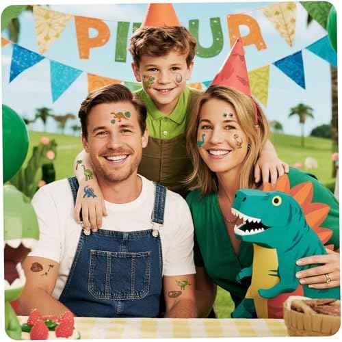 77PCS Dinosaur Temporary Tattoos for Kids Teens, 17PCS Half Sleeve Tyrannosaurus T-Rex Triceratops Pterosaur Kids Temporary Tattoos, 60PCS Raptor Fake Tattoos Stickers Cosplay Birthday Party Supplies