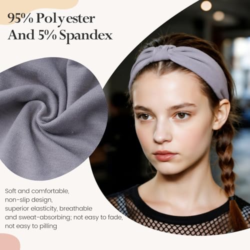 HSEM Wide Elastic Headbands for Women, 6-Pack