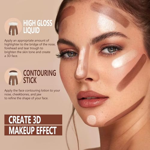 Anglicolor Contour Stick With Cushion Applicator, Liquid Wand, Cream Smooth, Bronzer Stick Lightweight for Face, Vegan & Cruelty-Free (02#Fair/Medium, 12ML)