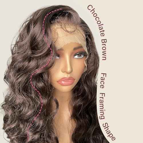 SOKU Brown 13x6 Lace Frontal Wig 32 Inch Long Lightweight Wavy Hair Pre Plucked Hairline with Baby Hair Glueless Transparent Lace Heat Resistant Synthetic Lace Front Wigs for Black Women