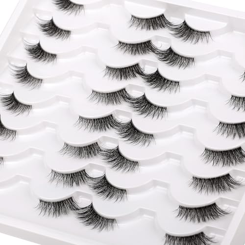 Half False Eyelashes Cat Eye 16 Pairs Clear Band Lashes