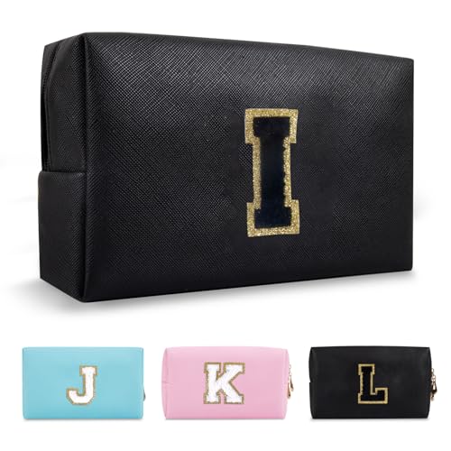 Personalized Chenille Letter Makeup Bag with Zipper
