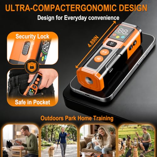 Heyera 3X Ultrasonic Dog Bark Deterrent, 5 Modes, 65ft Range, Rechargeable