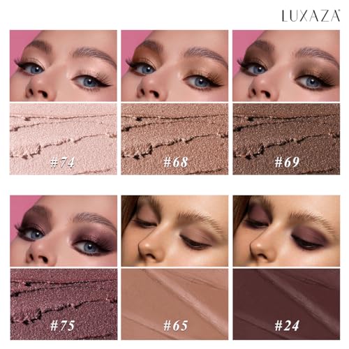 LUXAZA PRO Neutral Eyeshadow Stick Makeup Set, Metallic Shimmer Matte Cream Eye Shadow Eyeliner Brightener Pencil Crayon - Classic 6PCS A008