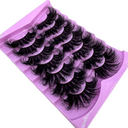 25mm Fluffy Faux Mink False Eyelashes - Dramatic Cat Eye