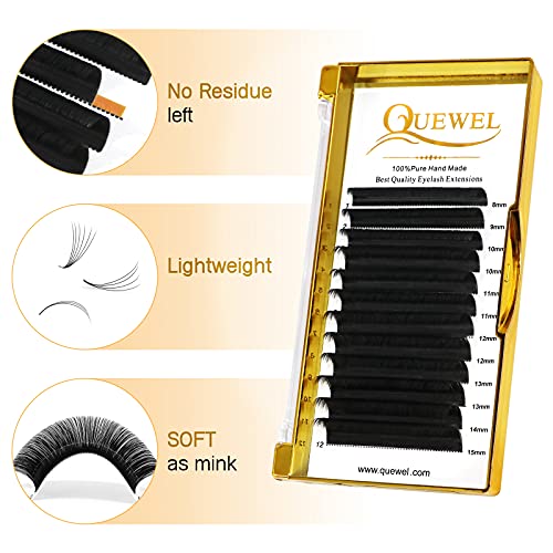 QUEWEL Easy Fan Lash Extensions 0.07mm D Curl 8-15mm Mix