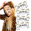 Leopard Face Temporary Tattoos, 7-Sheet Set
