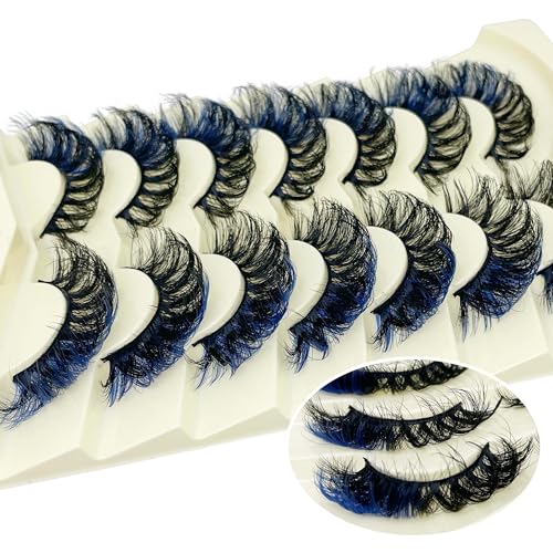 Blue Colored Lashes 20MM Fluffy Mink D Curl 7-Pack