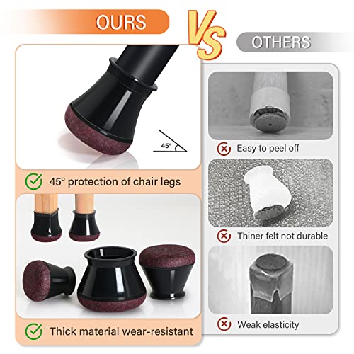 2023 New Chair Leg Floor Protectors for Hardwood Floors Felt Furniture Pads Silicone Caps Non Slip Reduce Noise Round Medium 16 Pack Black Round Small Fit 1/2" ~ 3/4" (14~19mm)