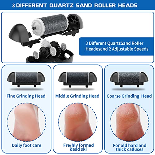 Electric Foot Callus Remover with 3 Rollers - Rechargeable