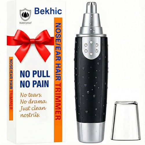 Bekhic¢ç Ear and Nose Hair Trimmer Clipper - 2025 Professional Painless Eyebrow & Facial Hair Trimmer for Men Women, Battery Operated Facial & Eyebrow Hair Remover, Dual-Edge Blades, Painless Grooming