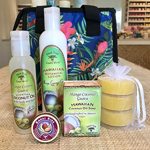 Island Soap and Candle Works Mango Coconut Guava Scented Body Lotion for Men and Women - Paraben Free Body Moisturizer - Hydrating Hawaiian Skincare - 8.5 Fl Oz. Bottle