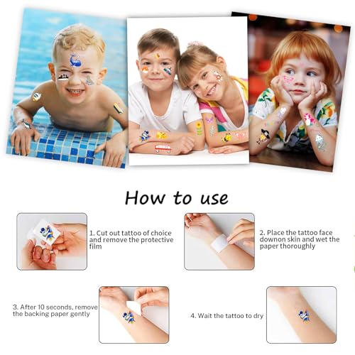 Habett Luminous Temporary Tattoos Set for Kids - 200+ Fun Designs