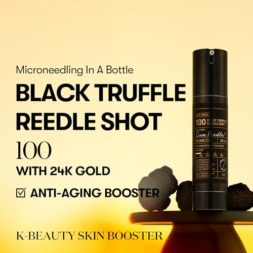 VT COSMETICS Black Truffle Reedle Shot 100, Spicule Microneedling Exosome Serum with 24K Gold for Skin Elasticity, Deep Nourishment, Exfoliation & Smooth Glass Skin, Korean Skin Booster, 1.69 fl oz