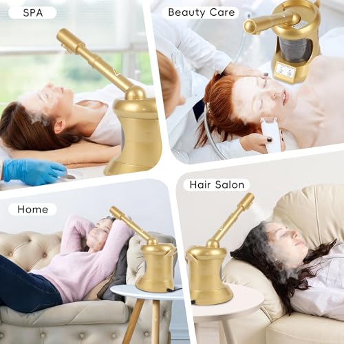 Facial Steamer, Nano Ionic Face Steamer with Extendable Arm for Deep Cleaning and Hydration, 360¡ÆRotating Nozzle Face Humidifier, Portable Ozone Steamer for Beauty, Spa and Home Use£¨Golden£©