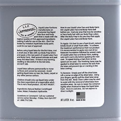 Black 8 Oz - Liquid Latex Body Paint, Ammonia Free No Odor, Easy On and Off, Cosplay Makeup, Creates Professional Monster, Zombie Arts