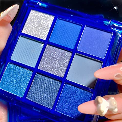 Blue Eyeshadow Palette - Waterproof Shimmer & Glitter Makeup