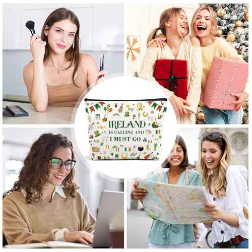 Ireland Gifts Makeup Bag - Irish Travel Essentials for Women Girls Friends Personalized Cosmetic Bags Trip Must Have Waterproof Traveling Toiletry Pouch Gift for Birthday Party Vacation