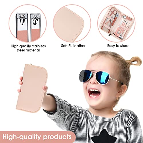 12-in-1 Rose Gold Manicure Set with Pink Leather Case