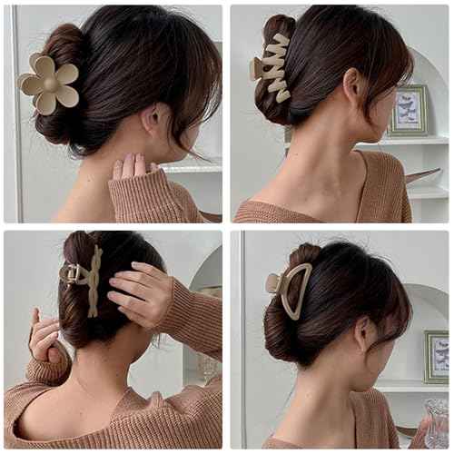 8PCS Hair Clips for Women, Flower Claw Clips for Thin Thick Curly Hair, Non-Slip Strong Hold Hair Jaw Clips, Summer Hair Accessories for Girls