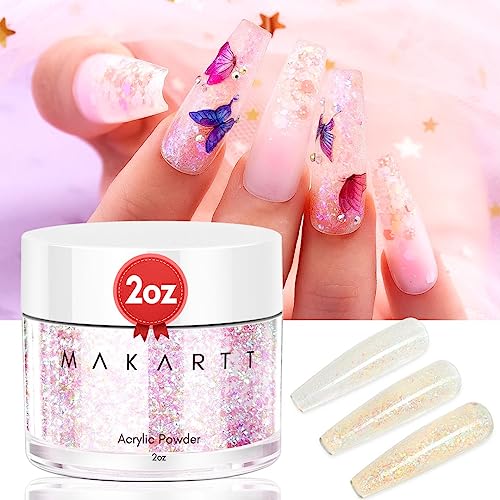 Makartt Acrylic Powder 2oz Pink Colored Glitter Acrylic Nail Powder DIY Nail Art for Beginner Acrylic Nail Powder Nail Extension Carving Gifts for Women Confetti Crush