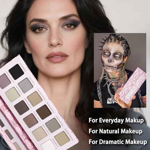 Afflano All Matte Eyeshadow Palette for Brown Eyes, Highly Pigmented Taupe Grey Nude Neutral Eyeshadow Palette Smoky Goth, Blendable Cool Toned Matte Eye Shadow for Older Women Everyday Natural Makeup