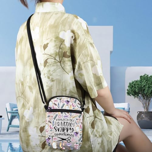 WCGXKO Cosmetologist Gift Organizer Hair Stylist Zipper Crossbody Bag Hairdresser Gifts For Women Hairstylist Messenger Bag