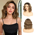 Short Brown Wavy Bob Wig for Women - 14 Inch Lace Front Hair