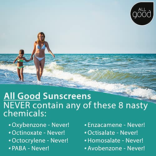 All Good Baby & Kids Mineral Face & Body Sunscreen - UVA/UVB Broad Spectrum, Coral Reef Friendly, Water Resistant, Zinc Oxide - 30 SPF (2) Sprays & (2) Lotions