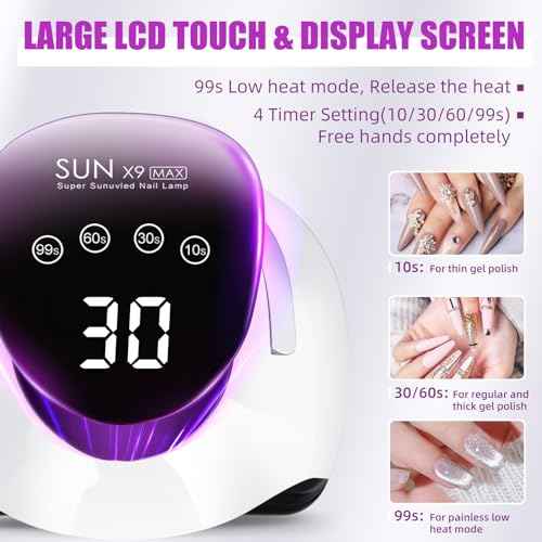 220W LED UV Light Dryer for Nails Gel Polish with 57 Lamp Beads 4 Timer Setting & LCD Touch Display Screen, Auto Sensor, Professional Nail Light