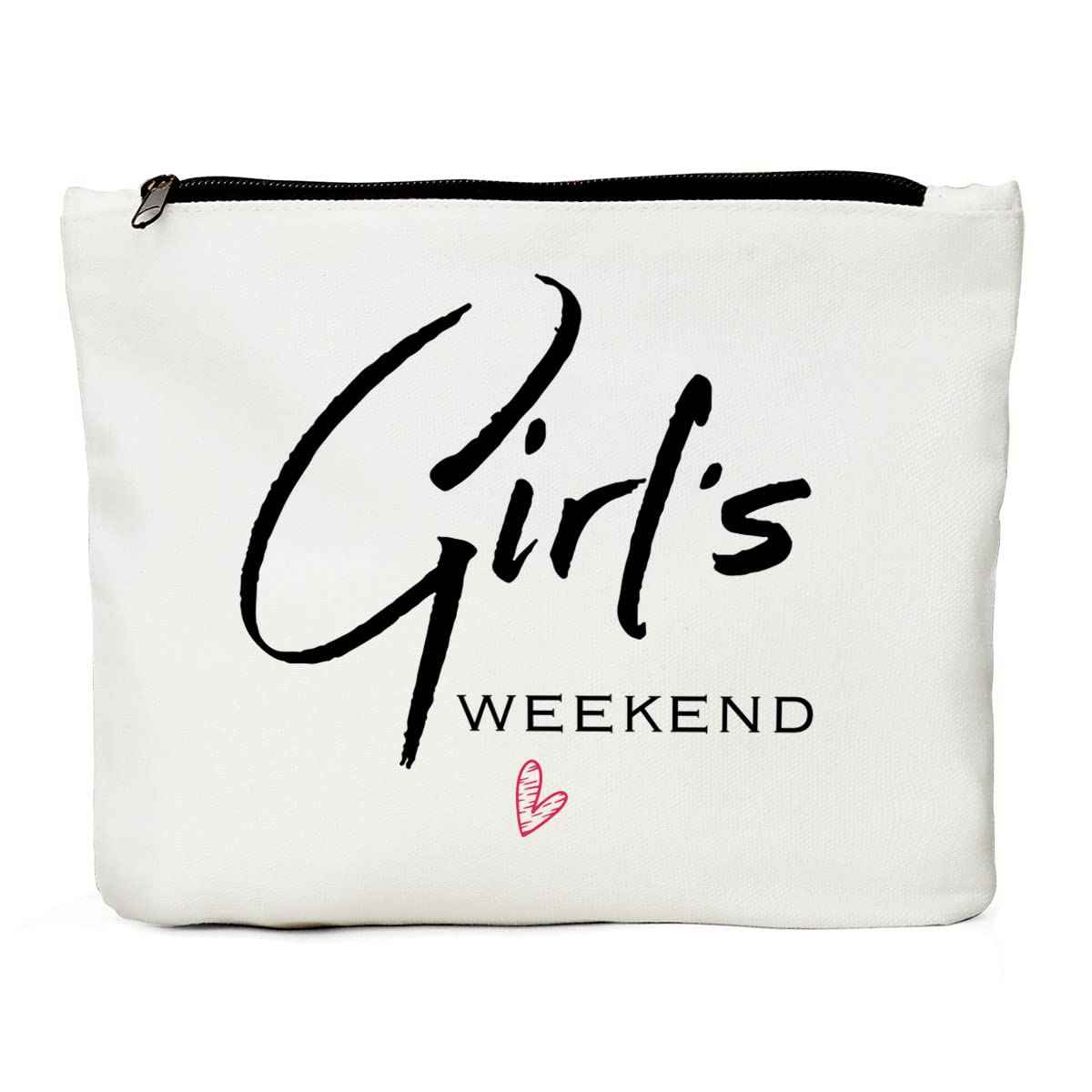 JIUWEIHU Maid of Honor Gifts - Bachelorette & Wedding Gift for Bride's Sister & Besties - Girl's Weekend Makeup Bag