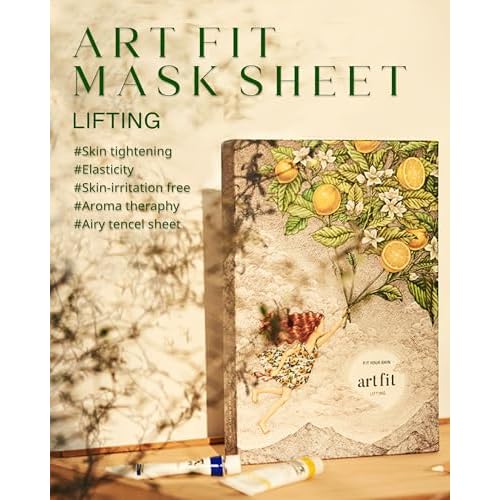 Art Fit Moisture Lifting Mask Sheet - Korean Panthenol & Cica Elasiticity Facial Mask for Dry Skin - Bouncy & Glow Skin - Aroma Theraphy Skincare - 5 sheets