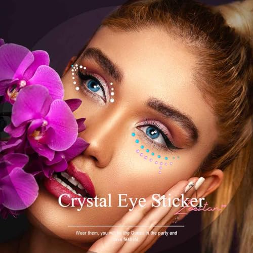 Zoestar Crystal Eye Jewels Breast Gems Festival Rave Stickers Set for Women (Style 3)