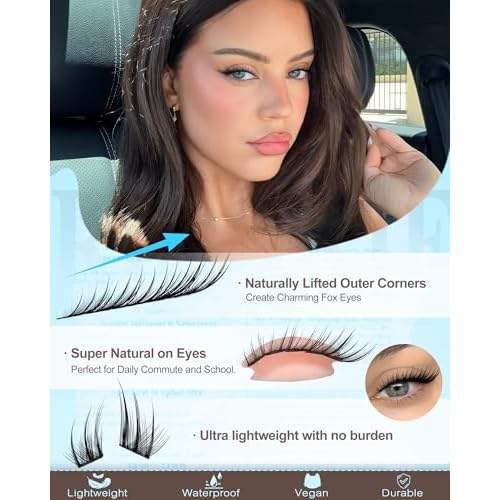 Fox Eye Lash Clusters Natural Eyelash Clusters 10-14mm Wispy Lashes Clusters Spiky Cluster Eyelash Extensions Fairy Cluster Lashes Daily Wear Eyelashes Clusters Hooded Eye DIY Lash Extension
