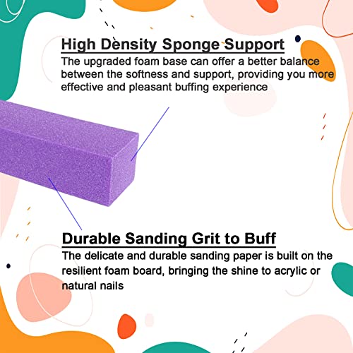 10 Pcs Nail Buffer Blocks - 4 Sided Medium Grit for Acrylic & Natural Nails
