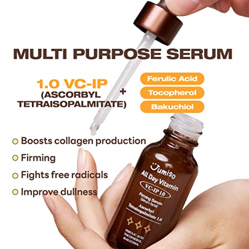 JUMISO All Day VC-IP 1.0 Firming Serum 30ml, 1.01 fl oz, Boosting Collagen, Reducing fine lines, Aronia Extract, Bakuchiol, Panthenol