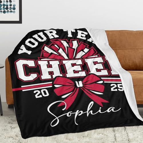 Personalized Cheerleader Blanket with Name - Soft Flannel Throw