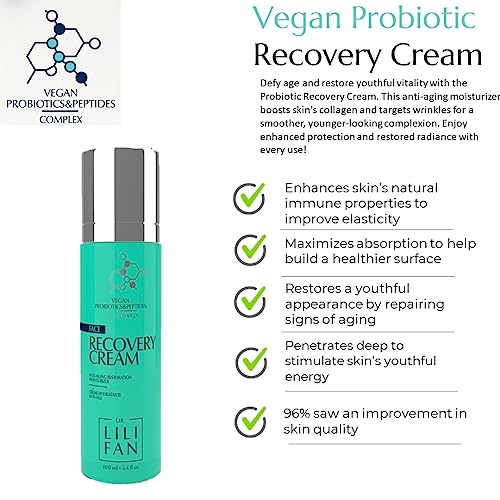 Dr Lili Fan Probiotic Recovery Cream: Vegan Probiotic, Anti-Aging Face Cream for Skin Renewal. Boosts Skin's Collagen and Targets Wrinkles. Prevents Acne. 1.7 fl oz