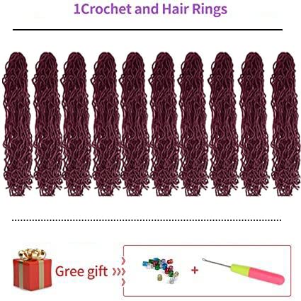 10Packs Nu Locs Crochet Hair Braids Long Soft Locs 18inch Crochet Hair Pre-looped Goddess locs Curly wave Synthetic Hair for Black Women (bug, 18)