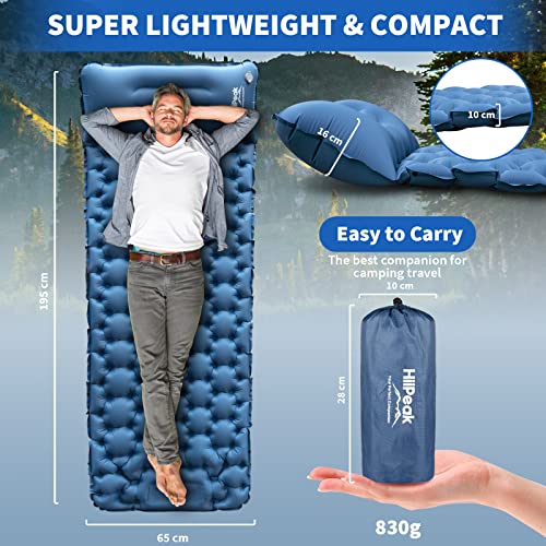 HiiPeak Sleeping Pad for Camping- Ultralight Inflatable Sleeping Mat with Built-in Foot Pump & Pillow, Upgraded Compact Camping Air Mattress for Camping, Backpacking, Hiking