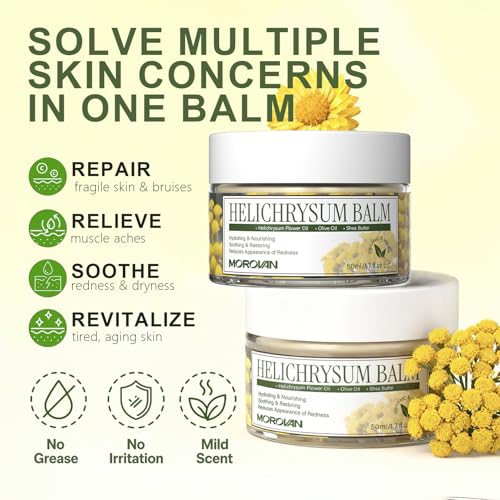 Morovan Elderly Bruise Balm Helichrysum: Multi-Purpose Skin Balm for Bruises, Veins, Burns & Redness from Activity & Aging, Promotes Healing & Circulation for Men & Women